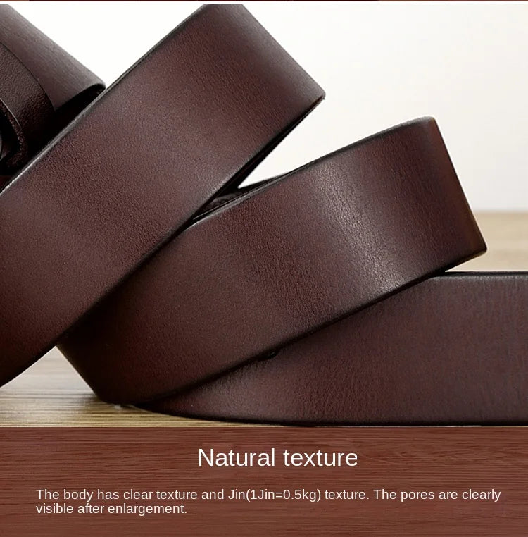 Belt Men's leather pin buckle Youth casual middle-aged Korean version belt Tide first layer real cowhide middle-aged