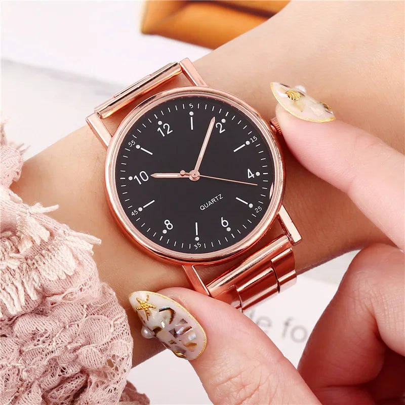 Ladies Quartz Watch Stainless Steel Luminous Dial Leisure Watch Fashionable Simple Quartz Wristwatch Reloj Mujer Montre Femmes