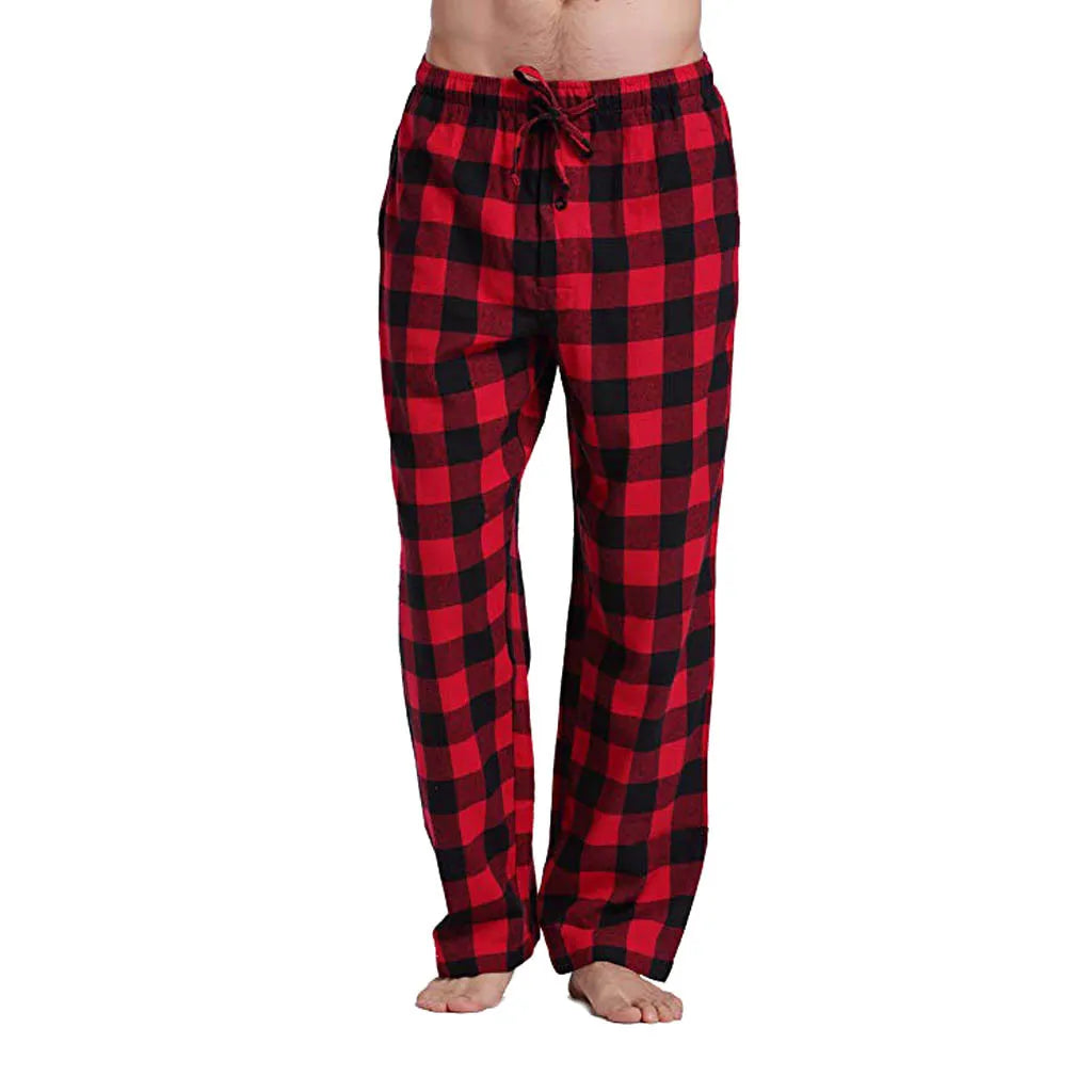 Fashion Men'S Trousers Casual Plaid Soft Breathable Loose Sport Plaid Pajama Pants Red Pantalones Cargo Straight Outdoor Pant