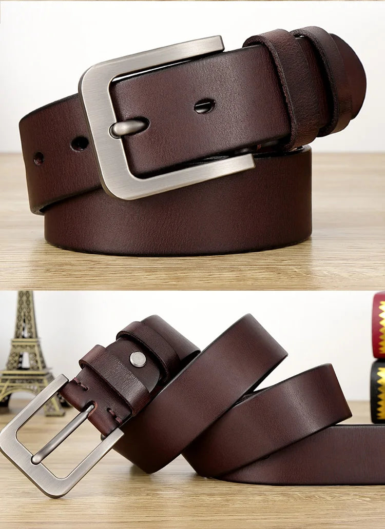 Belt Men's leather pin buckle Youth casual middle-aged Korean version belt Tide first layer real cowhide middle-aged