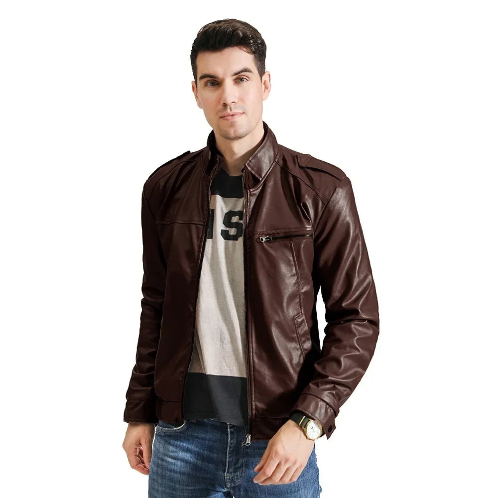 2025 Hot Sale Brand New Men's Motorcycle Leather Jacket Slim Men Leather Jacket Outer Wear Clothing For Male Garment Man Jackets