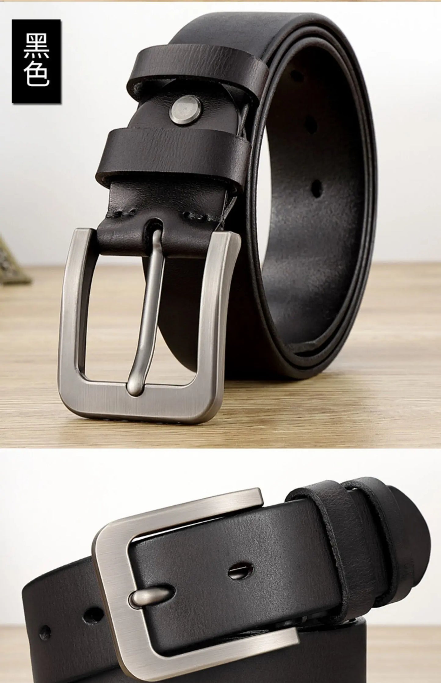 Belt Men's leather pin buckle Youth casual middle-aged Korean version belt Tide first layer real cowhide middle-aged