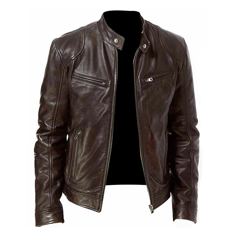 2024 Motorcycle Leather Jackets Man Casual Fashion Motorcycle Coat Slim Fit Lapel PU Jackets Autumn Anti-wind Leather Coat Male