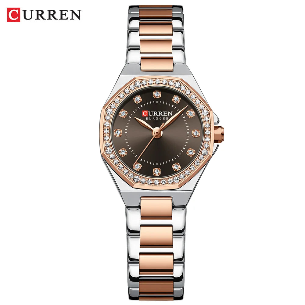 CURREN Women's Watches Elegant Fashion Original Quartz Watch for Laides Waterproof Stainless Steel