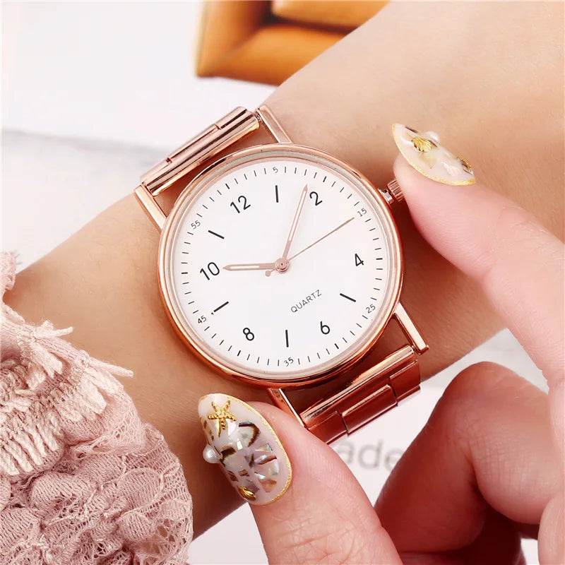 Ladies Quartz Watch Stainless Steel Luminous Dial Leisure Watch Fashionable Simple Quartz Wristwatch Reloj Mujer Montre Femmes