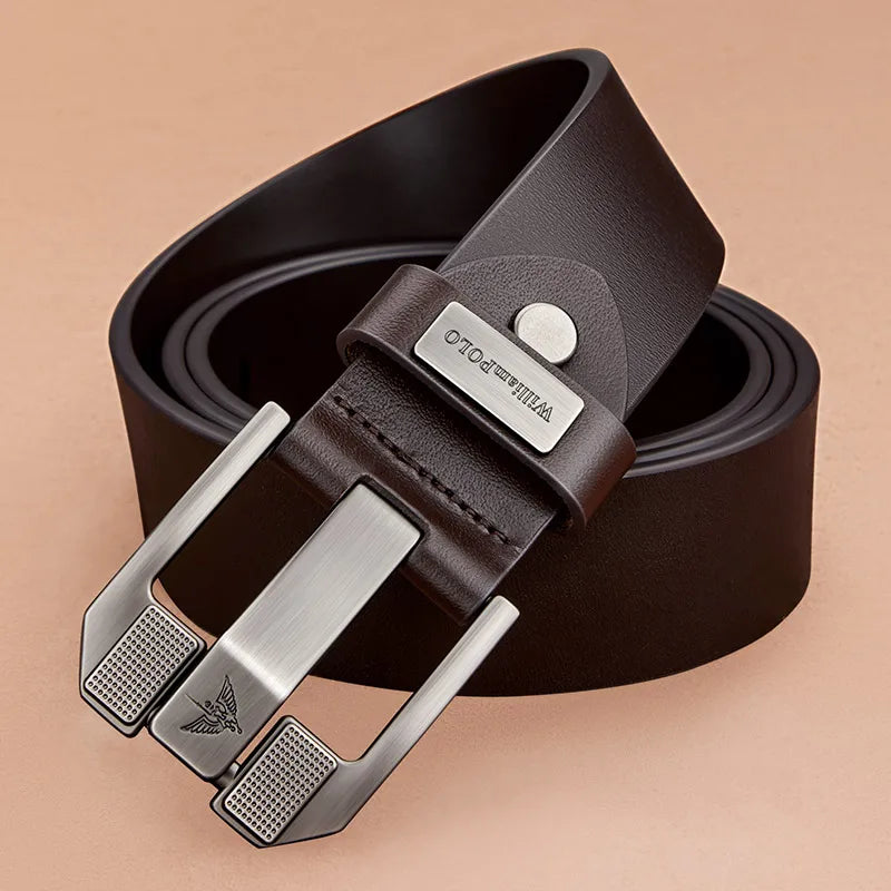 Men's casual belt, fashionable needle buckle cowhide personalized belt, retro style denim belt