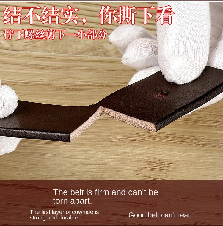 Belt Men's leather pin buckle Youth casual middle-aged Korean version belt Tide first layer real cowhide middle-aged