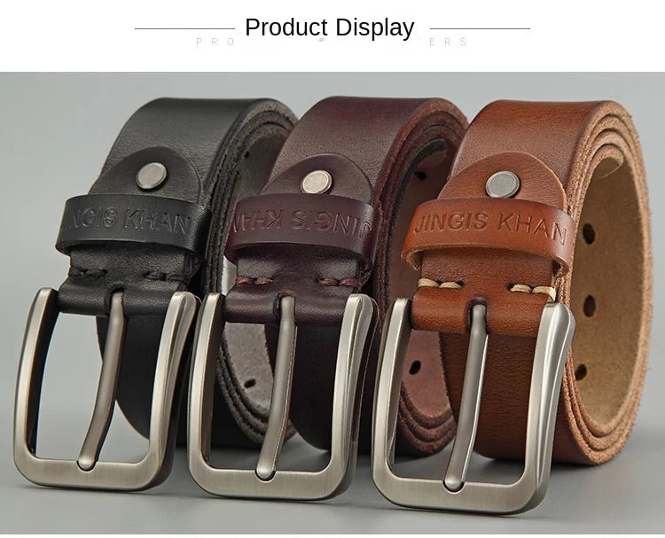 Belt men's genuine leather needle buckle layer genuine cowhide retro men's belt handmade casual trend men's belt cowhide