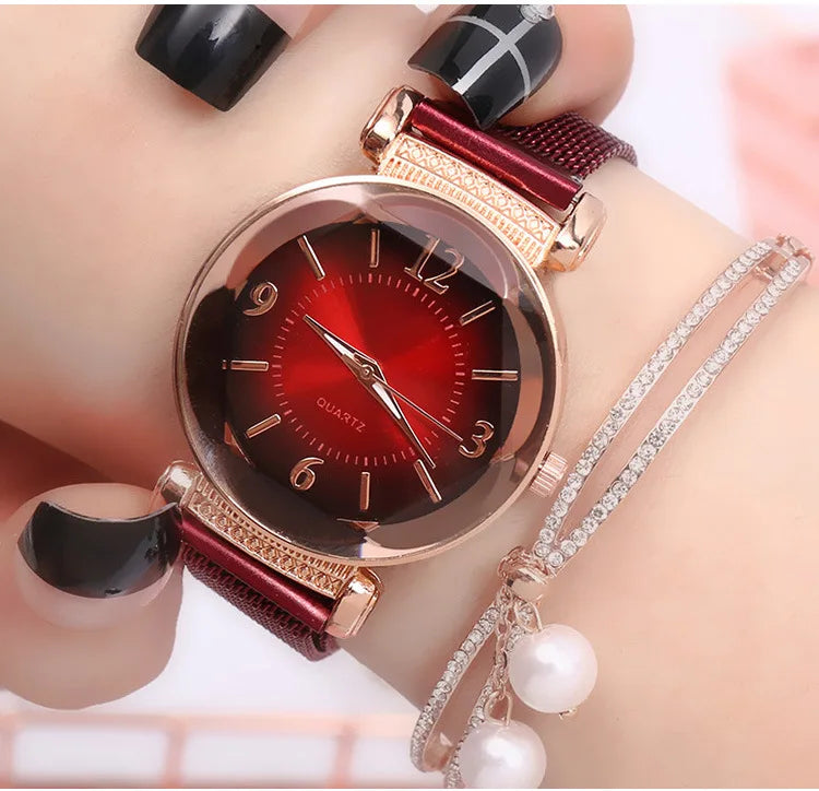 Milan Magnet Buckle Women Watch Fashion Wild New Wristwatch Luxury  Ladies Geometric Roman Numeral Quartz Movement Clock