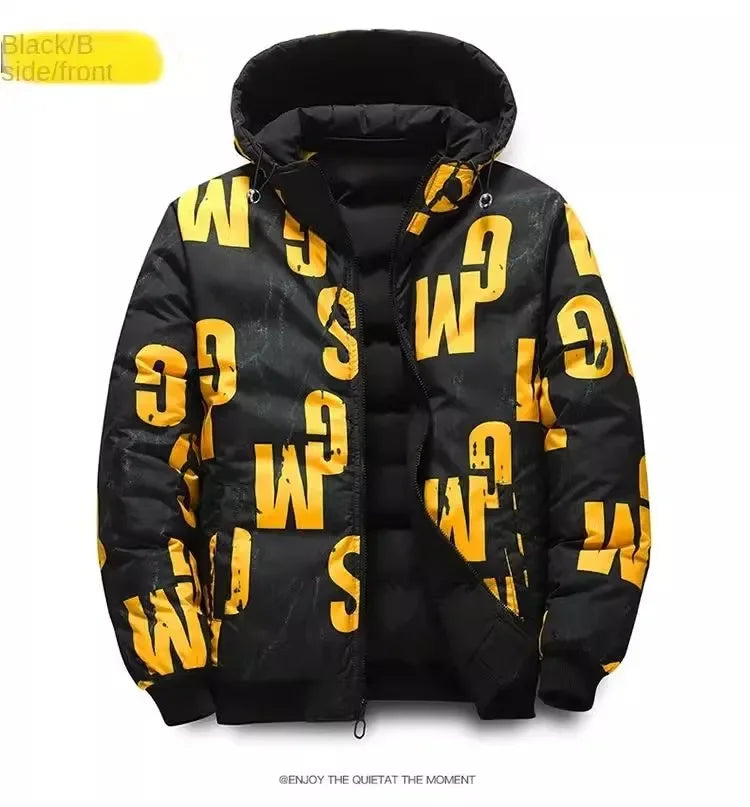 Men Autumn Winter Cotton Jacket Warm Comfortable Padded Thickened Down Jacket 2023 New Double-Sided Clothes Removable Cap M-5XL