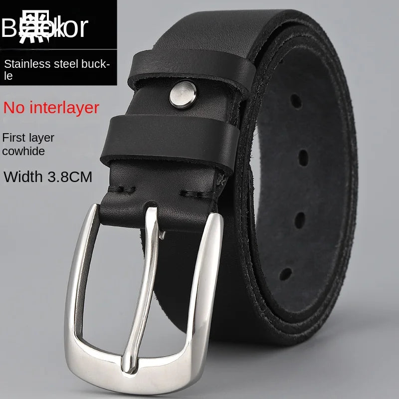 Belt men's genuine leather needle buckle layer genuine cowhide retro men's belt handmade casual trend men's belt cowhide