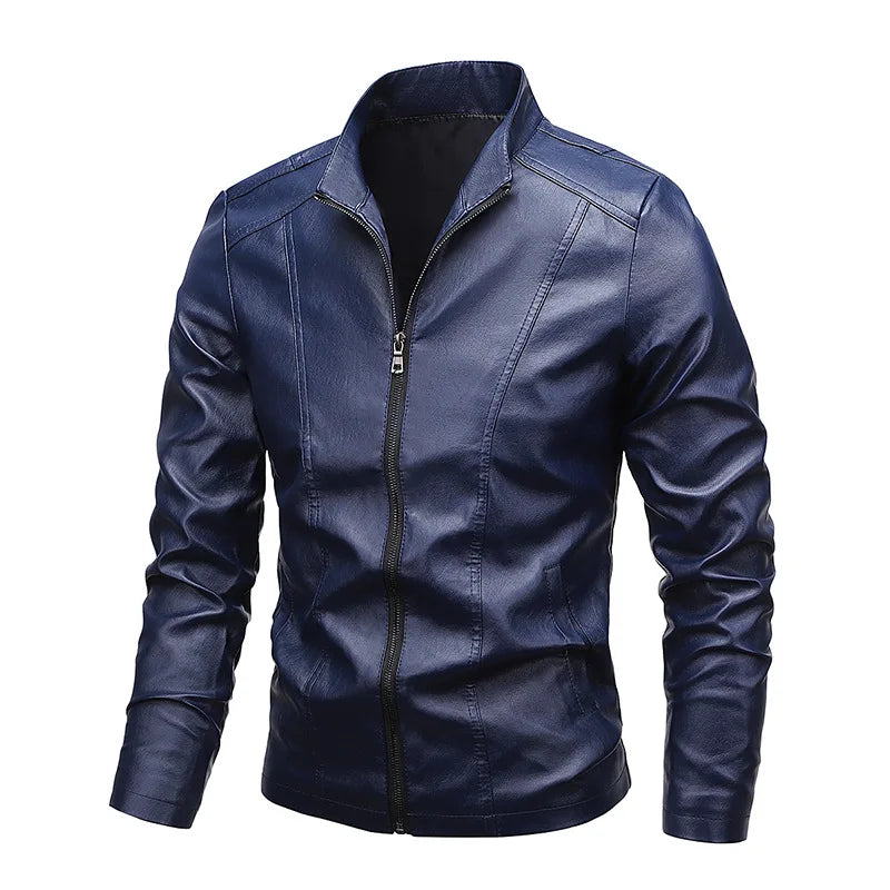 2024 Men Pu Casual Leather Jacket Men Spring Autumn Coat Motorcycle Biker Slim Fit Outwear Male Black Clothing Plus Size 5XL