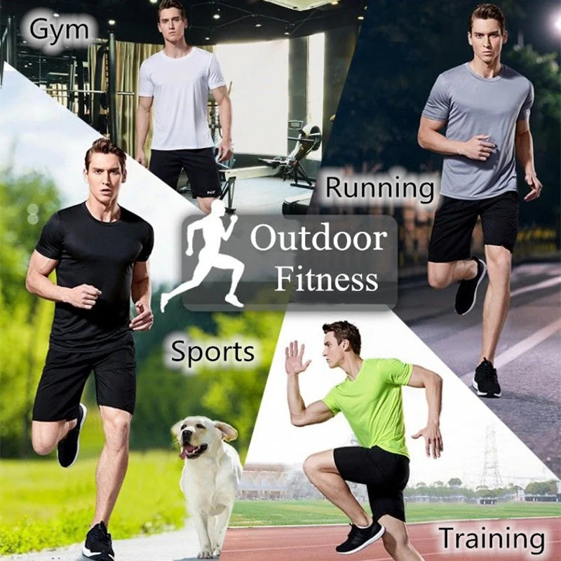 Summer High Elastic t-Shirt Men Breathable Ice Silk t Shirt Short Sleeve Casual Tops Quick Dry Gym Running Shirt Male Clothing