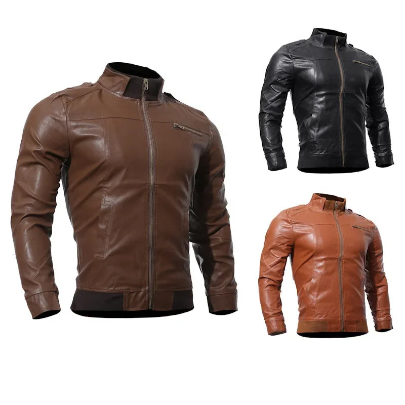 2025 Hot Sale Brand New Men's Motorcycle Leather Jacket Slim Men Leather Jacket Outer Wear Clothing For Male Garment Man Jackets