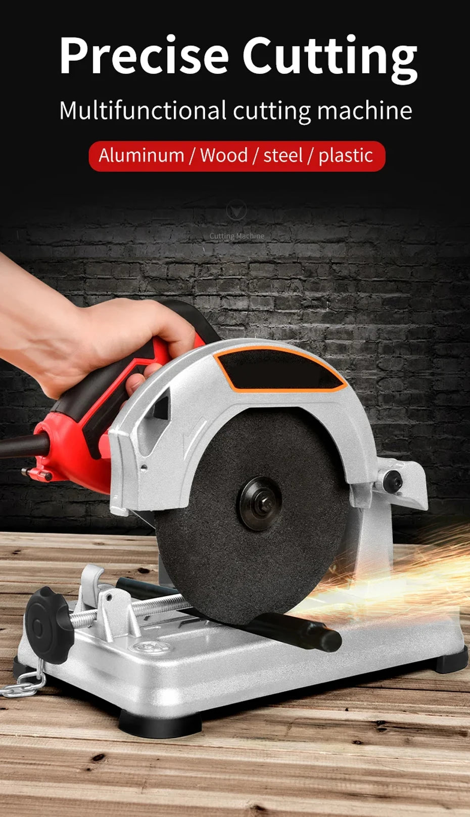 Mini Profile Cutting Machine 2200W 220V Section Bar Cutting-Off Grinder Metal Steel Saw 0-45 Degrees Table Cutter Electric Sw