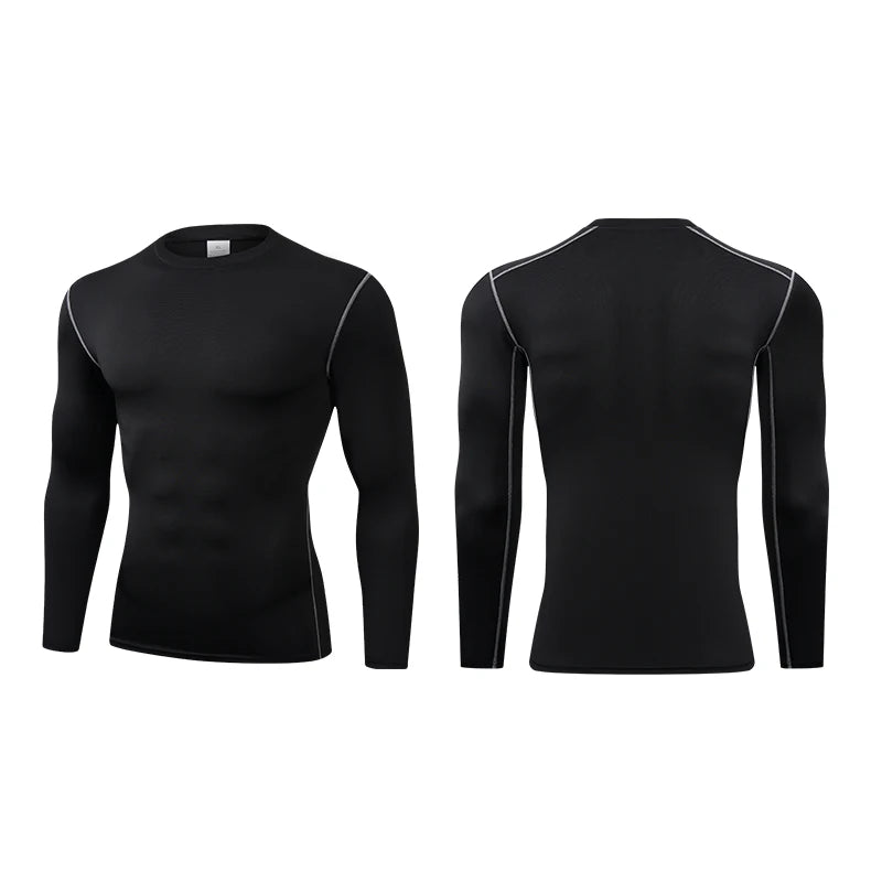 2024 Men's Long Sleeved Sports T-Shirt With High Elasticity And Quick Drying Solid Color Long Sleeves