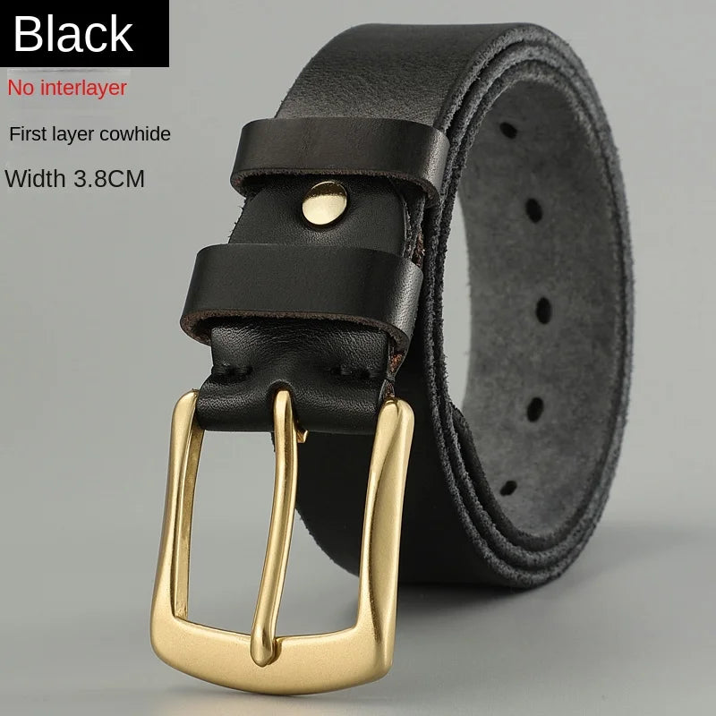 Belt men's genuine leather needle buckle layer genuine cowhide retro men's belt handmade casual trend men's belt cowhide