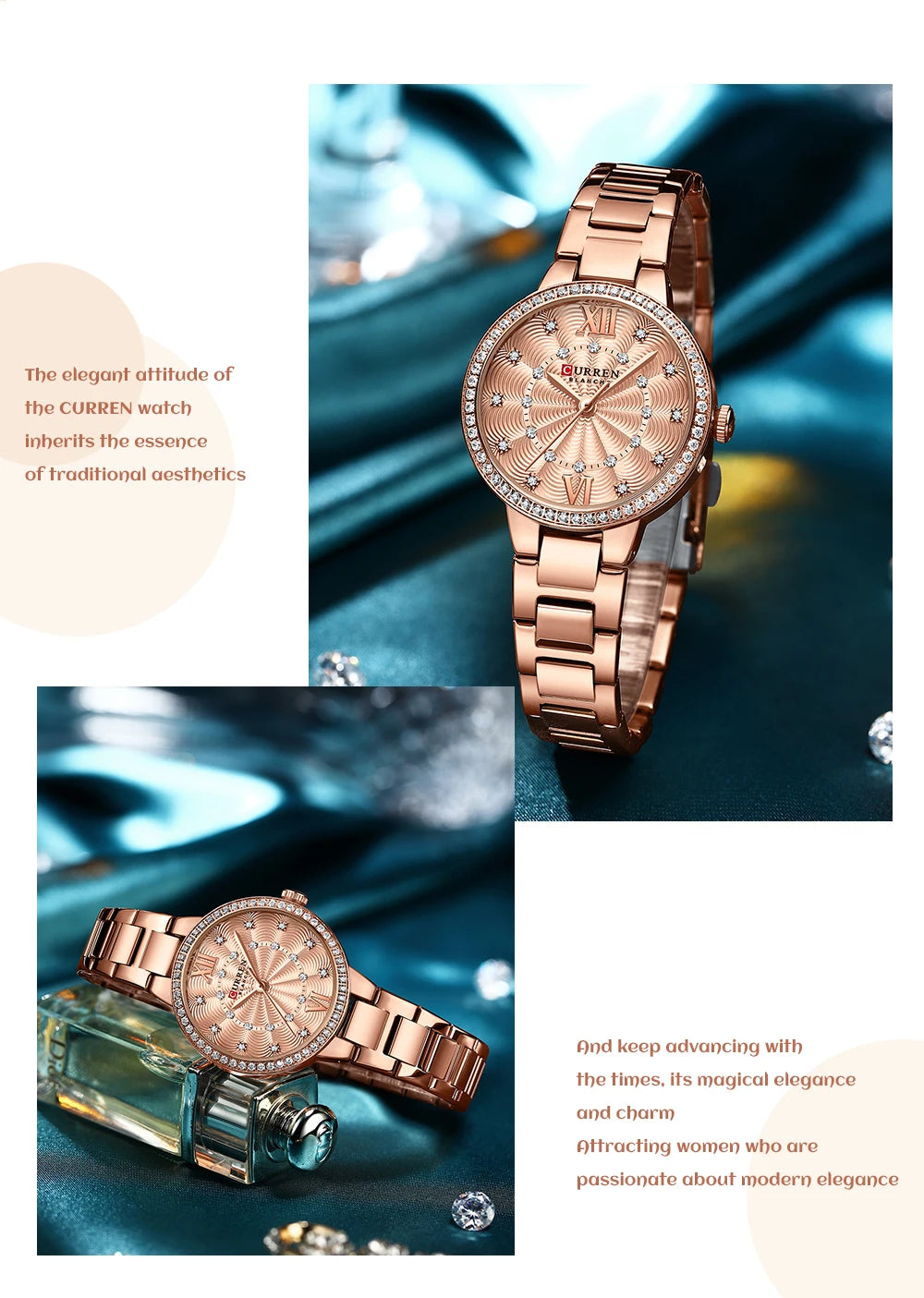 CURREN Women Watches Fashion Rose Gold Stainless Stain Steel Ladies Watch Waterproof Quarzt Wristwatch Romatic Girlfriend Gift