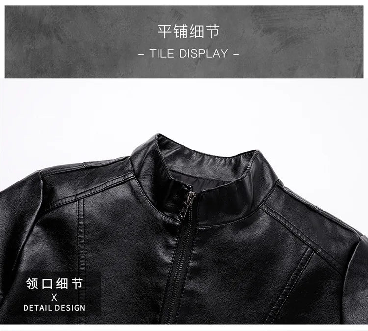 2024 Men Pu Casual Leather Jacket Men Spring Autumn Coat Motorcycle Biker Slim Fit Outwear Male Black Clothing Plus Size 5XL