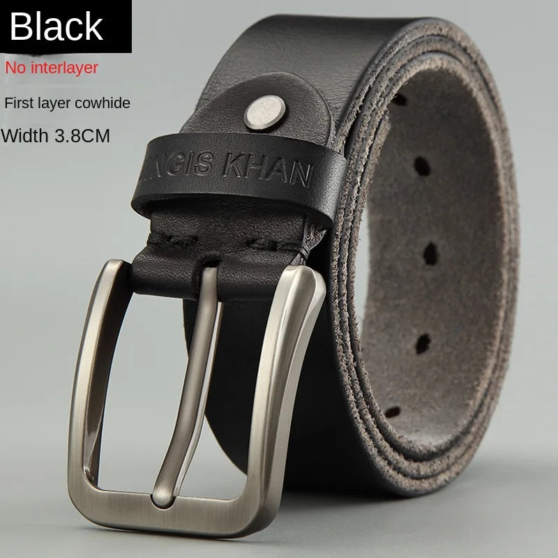 Belt men's genuine leather needle buckle layer genuine cowhide retro men's belt handmade casual trend men's belt cowhide