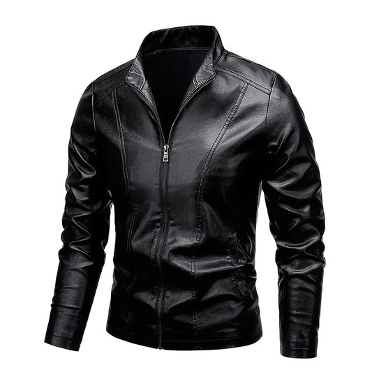 2024 Men Pu Casual Leather Jacket Men Spring Autumn Coat Motorcycle Biker Slim Fit Outwear Male Black Clothing Plus Size 5XL