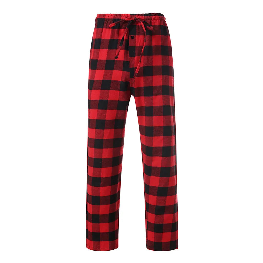 Fashion Men'S Trousers Casual Plaid Soft Breathable Loose Sport Plaid Pajama Pants Red Pantalones Cargo Straight Outdoor Pant