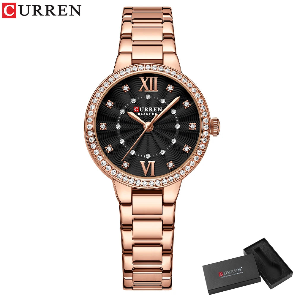 CURREN Women Watches Fashion Rose Gold Stainless Stain Steel Ladies Watch Waterproof Quarzt Wristwatch Romatic Girlfriend Gift