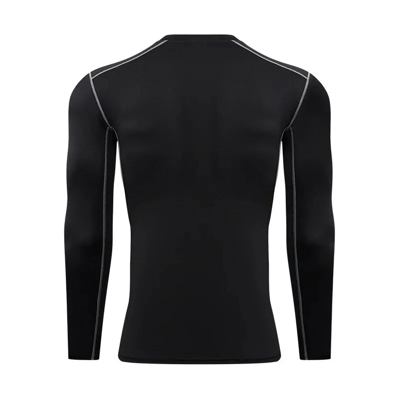 2024 Men's Long Sleeved Sports T-Shirt With High Elasticity And Quick Drying Solid Color Long Sleeves