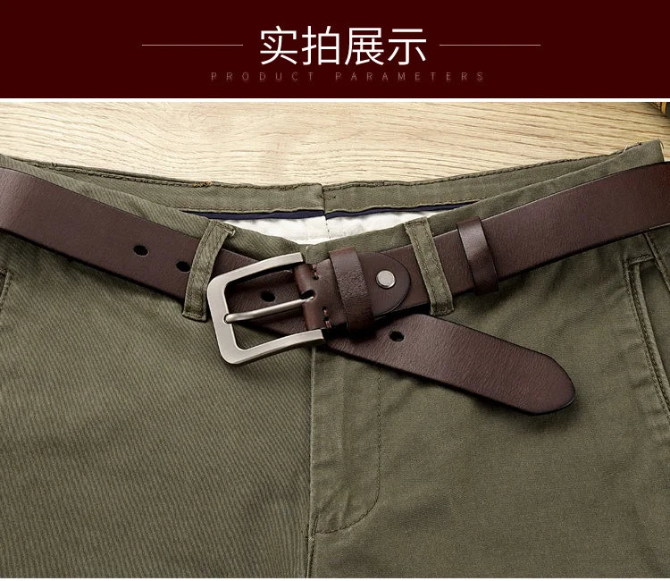 Belt Men's leather pin buckle Youth casual middle-aged Korean version belt Tide first layer real cowhide middle-aged