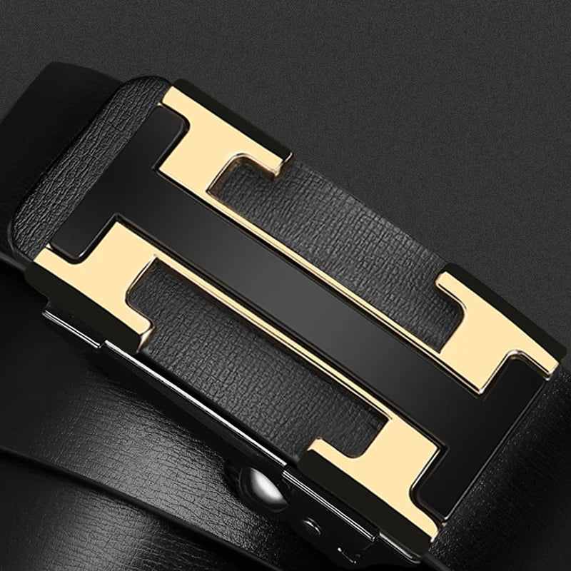 2024 Casual Famous Width 3.4cm Brand Belt Men Top Quality Genuine Leather Belts for Men Luxury Strap Male Metal Automatic Buckle