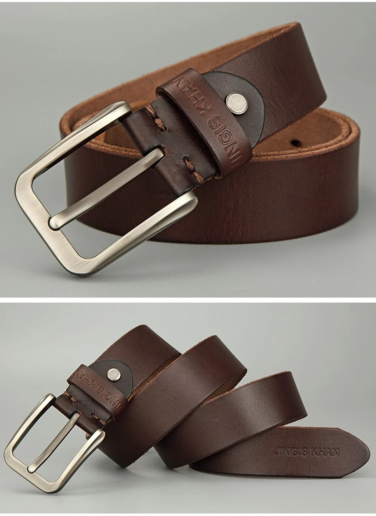 Belt men's genuine leather needle buckle layer genuine cowhide retro men's belt handmade casual trend men's belt cowhide