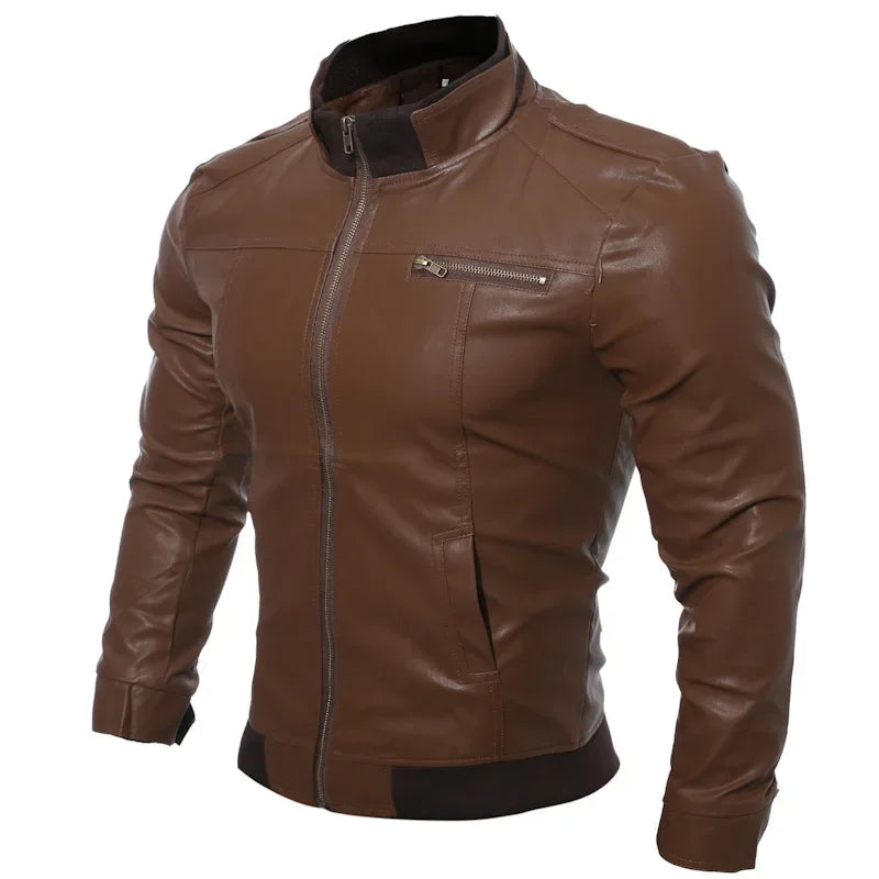 2025 Hot Sale Brand New Men's Motorcycle Leather Jacket Slim Men Leather Jacket Outer Wear Clothing For Male Garment Man Jackets