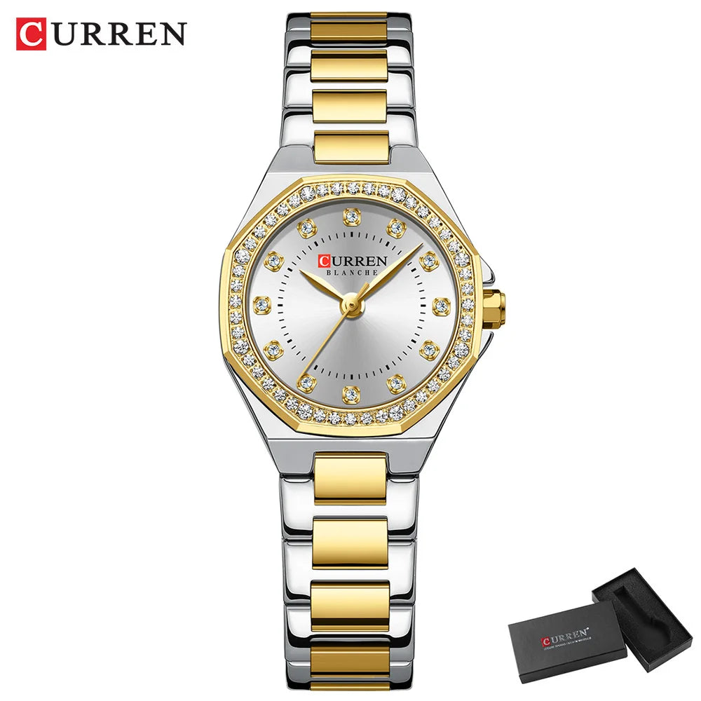 CURREN Women's Watches Elegant Fashion Original Quartz Watch for Laides Waterproof Stainless Steel