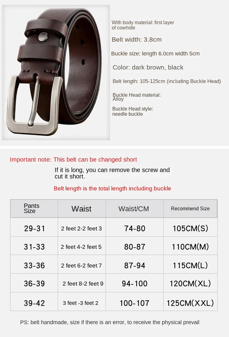 Belt Men's leather pin buckle Youth casual middle-aged Korean version belt Tide first layer real cowhide middle-aged