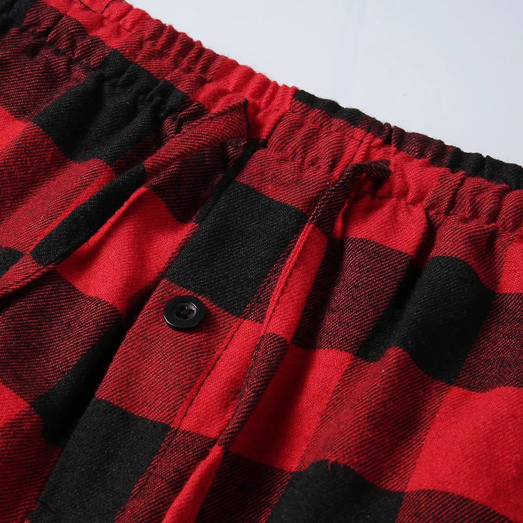 Fashion Men'S Trousers Casual Plaid Soft Breathable Loose Sport Plaid Pajama Pants Red Pantalones Cargo Straight Outdoor Pant