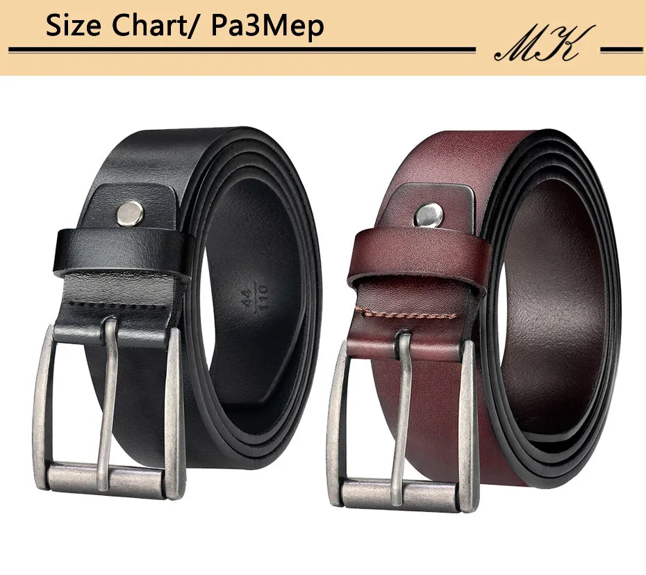 Maikun Genuine Leather Belts For Men For Jeans Trousers Men's Casual Vintage Alloy Pin Buckle Second Layer Leather Belt