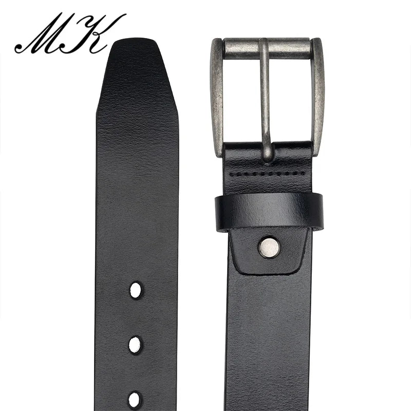 Maikun Genuine Leather Belts For Men For Jeans Trousers Men's Casual Vintage Alloy Pin Buckle Second Layer Leather Belt