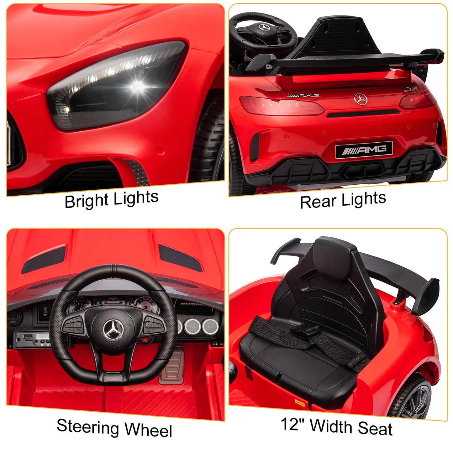 LEADZM Dual Drive 12V 4.5Ah with 2.4G Remote Control Mercedes-Benz Sports Car Red