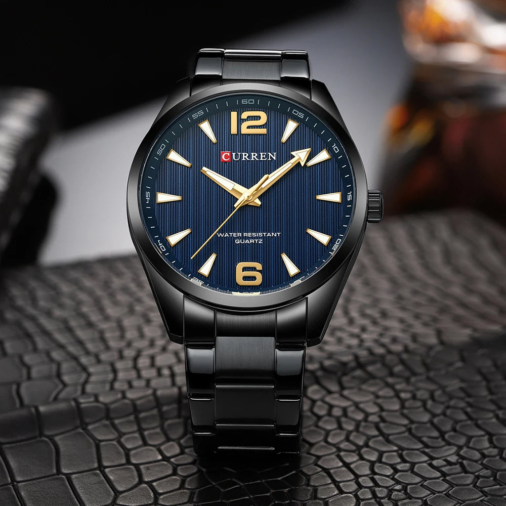 CURREN Fashion Brand Men's Watches with Luminous Hands Classy Business Stainless Steel Band Wristwatches for Male