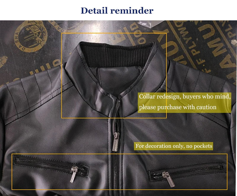 2024 Motorcycle Leather Jackets Man Casual Fashion Motorcycle Coat Slim Fit Lapel PU Jackets Autumn Anti-wind Leather Coat Male