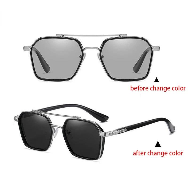 Intelligent Photochromic Sunglasses for Men Professional Day Night Driver Sunglasses UV400 Retro Luxury Design Glasses vintage