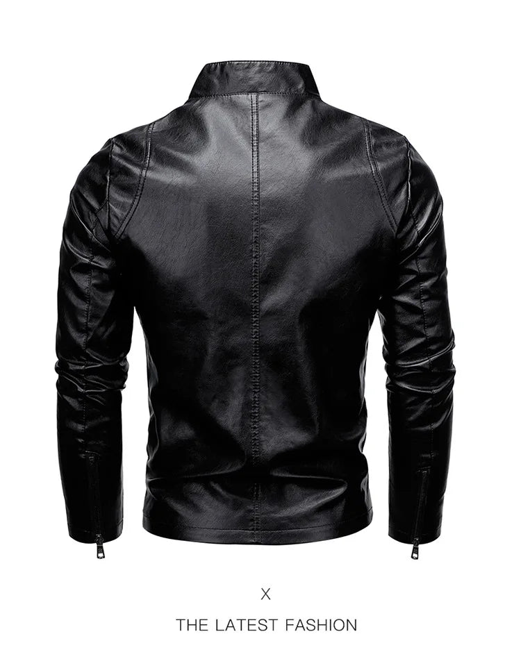 2024 Men Pu Casual Leather Jacket Men Spring Autumn Coat Motorcycle Biker Slim Fit Outwear Male Black Clothing Plus Size 5XL