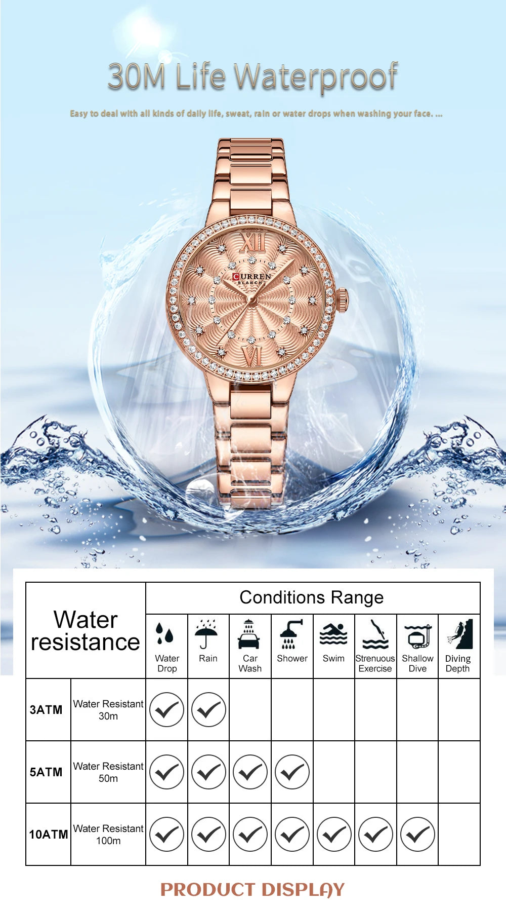 CURREN Women Watches Fashion Rose Gold Stainless Stain Steel Ladies Watch Waterproof Quarzt Wristwatch Romatic Girlfriend Gift