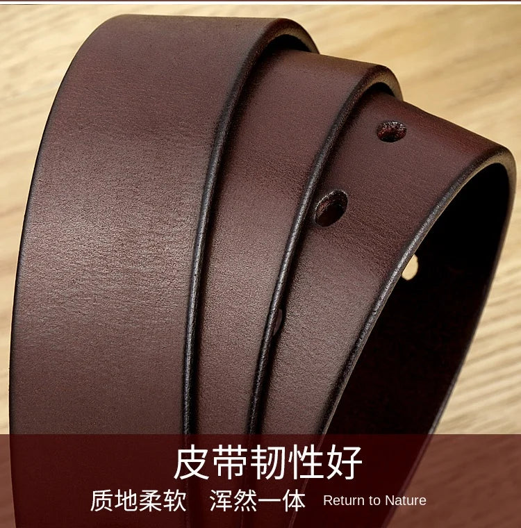 Belt Men's leather pin buckle Youth casual middle-aged Korean version belt Tide first layer real cowhide middle-aged