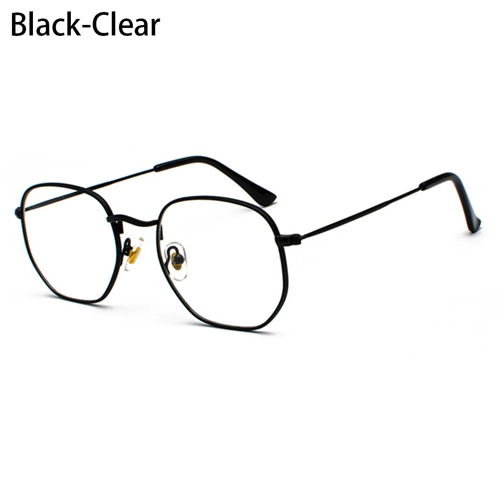 Men Women Unisex Glasses Metal Frame Driving Sun Glasses Summer UV400 Sunglasses Polygon Mirrored Lens Small Square Sunglasses