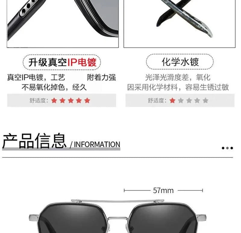 Intelligent Photochromic Sunglasses for Men Professional Day Night Driver Sunglasses UV400 Retro Luxury Design Glasses vintage