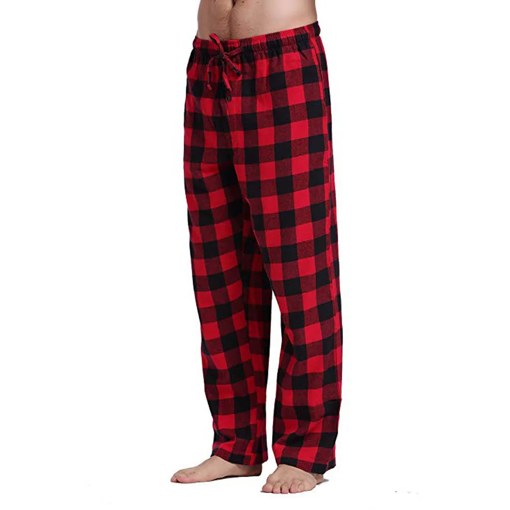 Fashion Men'S Trousers Casual Plaid Soft Breathable Loose Sport Plaid Pajama Pants Red Pantalones Cargo Straight Outdoor Pant