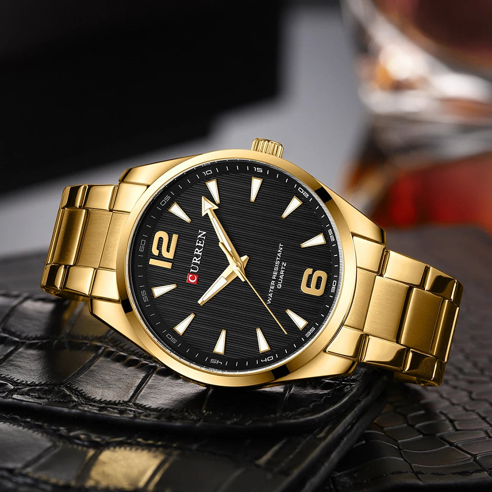 CURREN Fashion Brand Men's Watches with Luminous Hands Classy Business Stainless Steel Band Wristwatches for Male