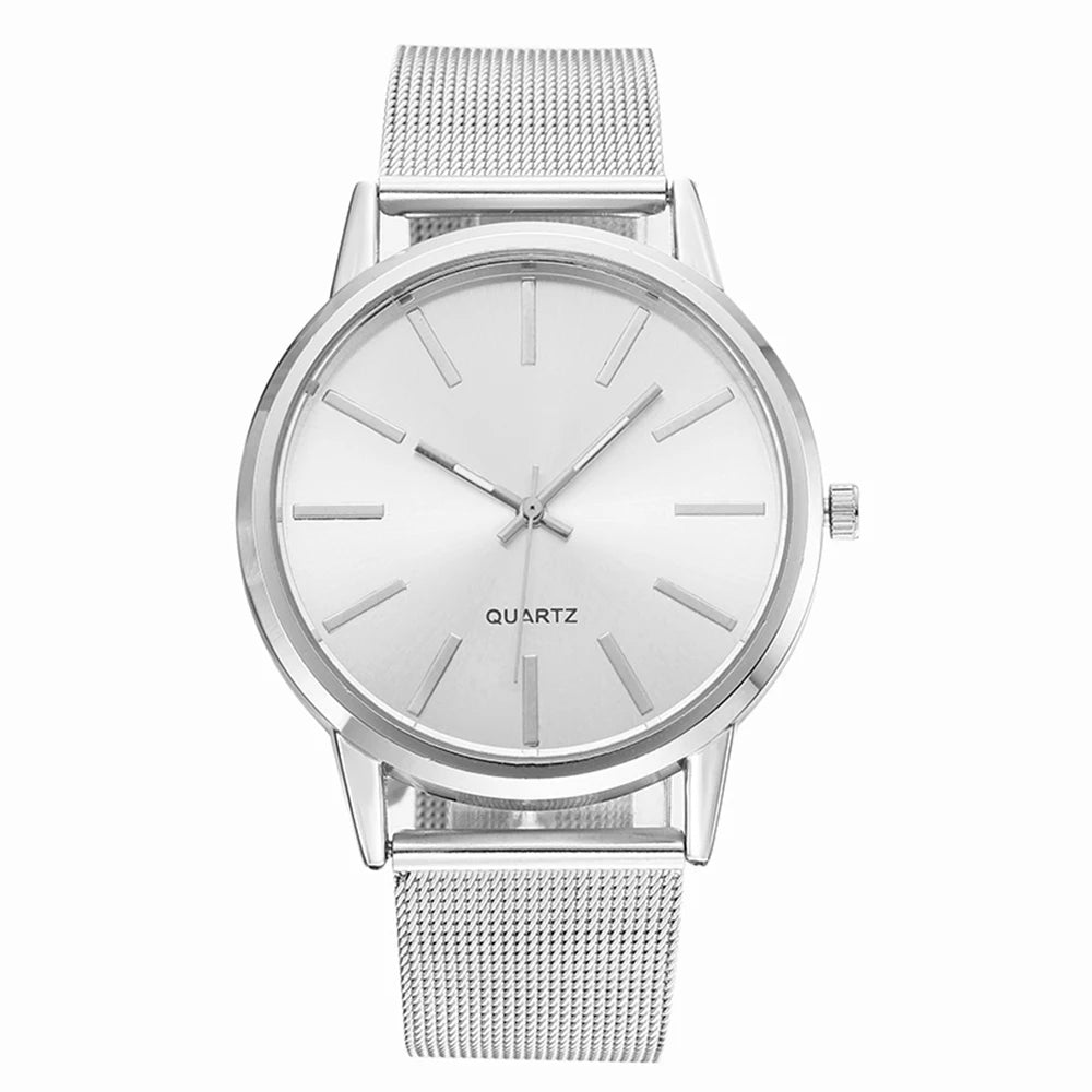 Luxury New High Quality Stainless Steel Mesh Strap Watch Quartz Movement Waterproof Women Man Casual Watches Gifts for Woman