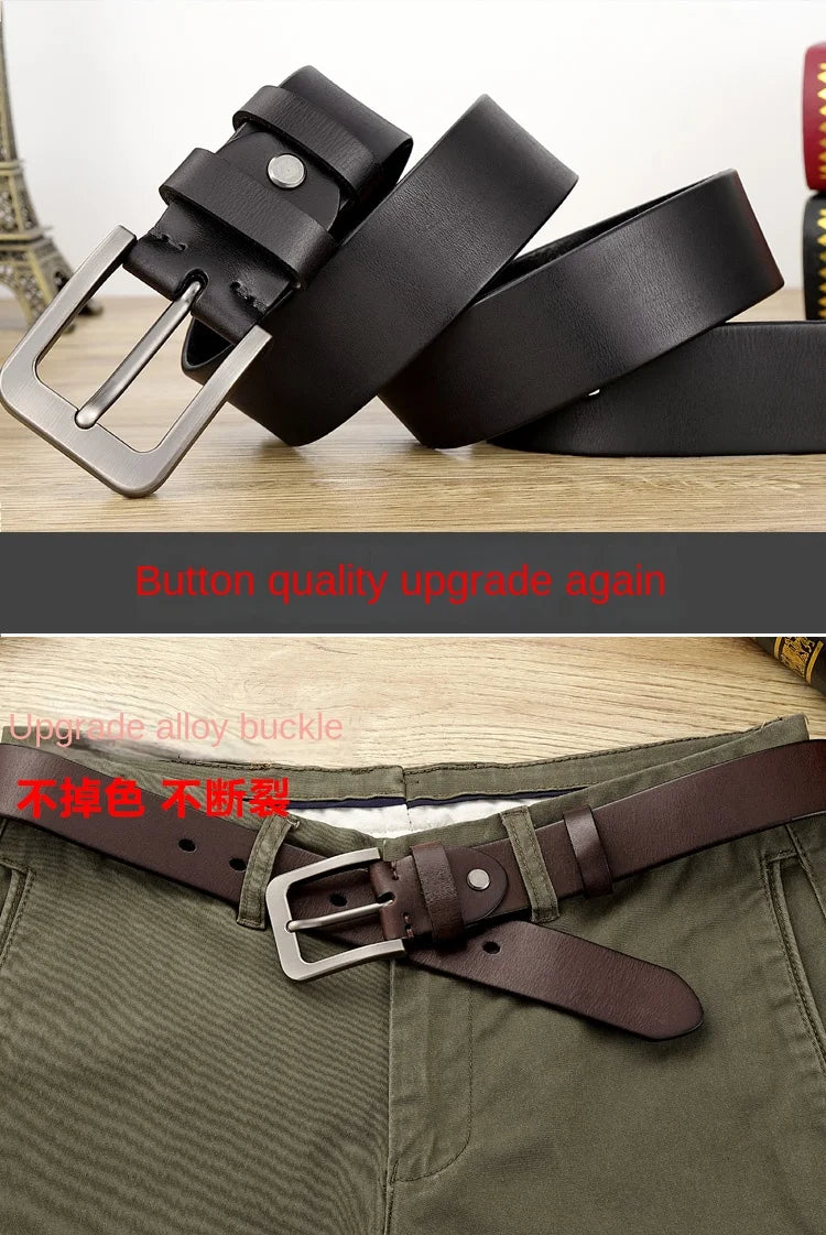 Belt Men's leather pin buckle Youth casual middle-aged Korean version belt Tide first layer real cowhide middle-aged